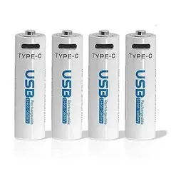 AiVR USB-C Rechargeable Battery AA Size 2550 MAh - 4 Pc - Rokomari